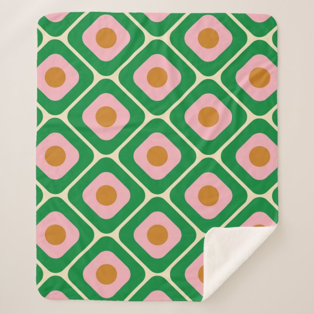 70's Retro Seamless Pattern. 60s and 70s Aesthetic Sherpa Blanket (Front)