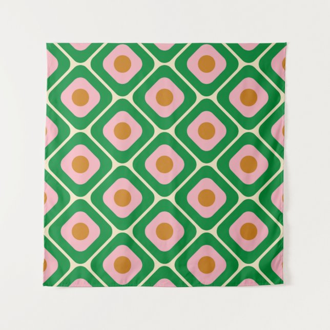 70's Retro Seamless Pattern. 60s and 70s Aesthetic Tapestry (Front)