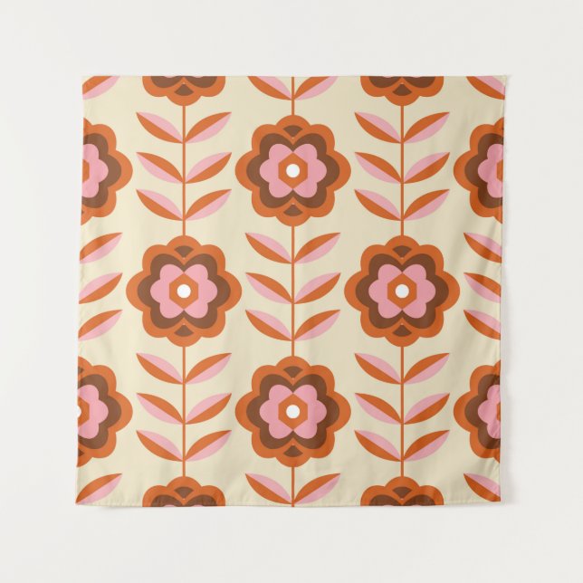 70's Retro Seamless Pattern. 60s and 70s Aesthetic Tapestry (Front)