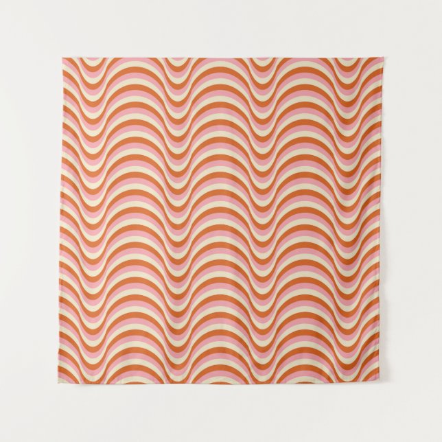 70's Retro Seamless Pattern. 60s and 70s Aesthetic Tapestry (Front)