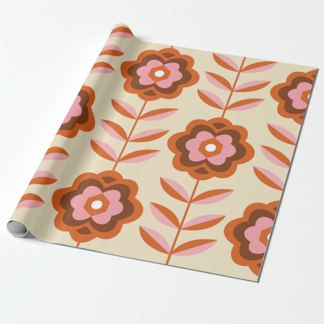 70's Retro Seamless Pattern. 60s and 70s Aesthetic Wrapping Paper (Unrolled)