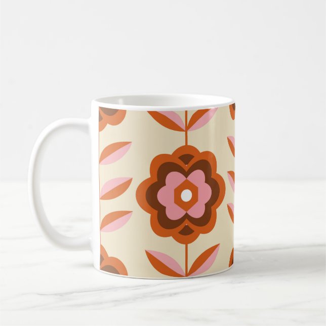 70's Retro Seamless Pattern. 60s and 70s Esthetic Coffee Mug (Left)
