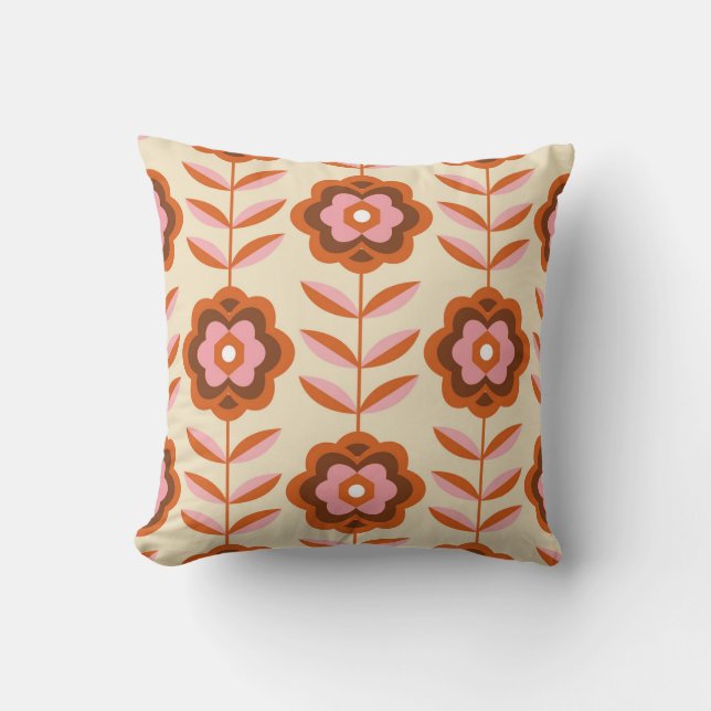 70's Retro Seamless Pattern. 60s and 70s Esthetic Cushion (Front)