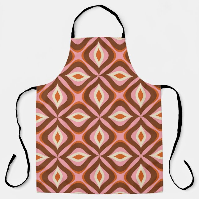 70s Retro Seamless Pattern in Orange,  Brown,  Pin Apron (Front)