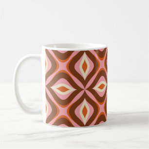 70s Retro Seamless Pattern in Orange,  Brown,  Pin Coffee Mug