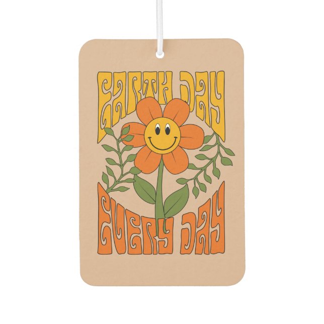 70's Retro Smiling Daisy Flower Car Air Freshener (Front)