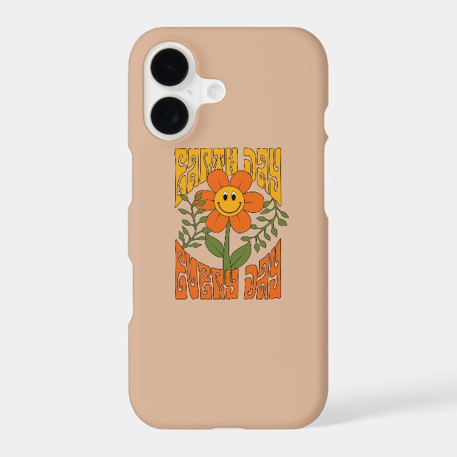 70's Retro Smiling Daisy Flower iPhone Case (Back)