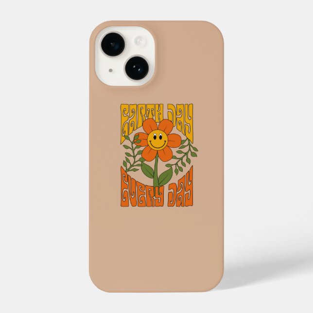 70's Retro Smiling Daisy Flower iPhone Case (Back)