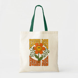 70's Retro Smiling Daisy Flower Tote Bag