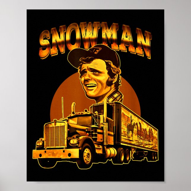70s Retro Snowman Truck 1970s Vintage Groovy  Poster (Front)