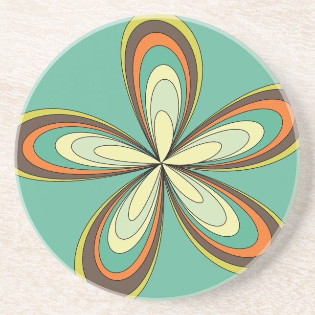 70's retro spring hippie flower power coaster (Front)