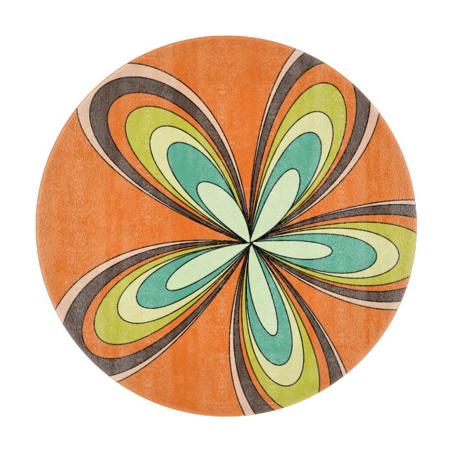 70's retro spring hippie flower power cutting board (Front)