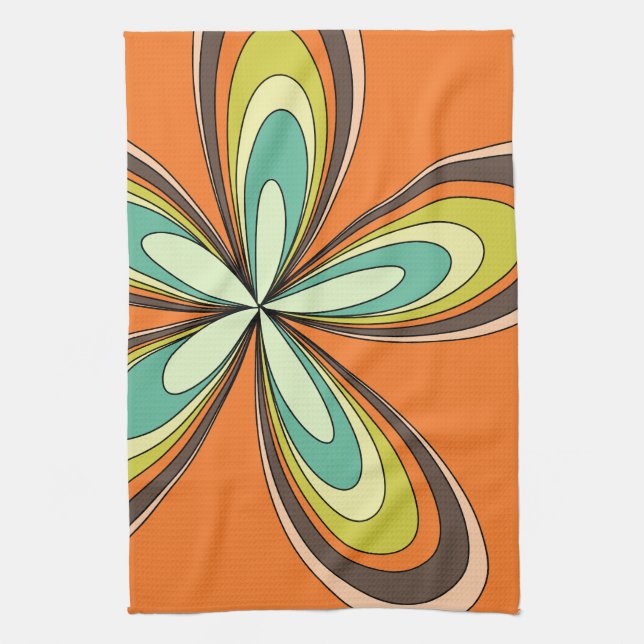 70's retro spring hippie flower power tea towel (Vertical)