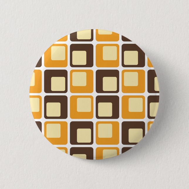 70s Retro Square Shapes Pattern 6 Cm Round Badge (Front)