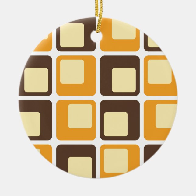 70s Retro Square Shapes Pattern Ceramic Tree Decoration (Front)