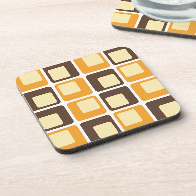 70s Retro Square Shapes Pattern Coaster (Left Side)