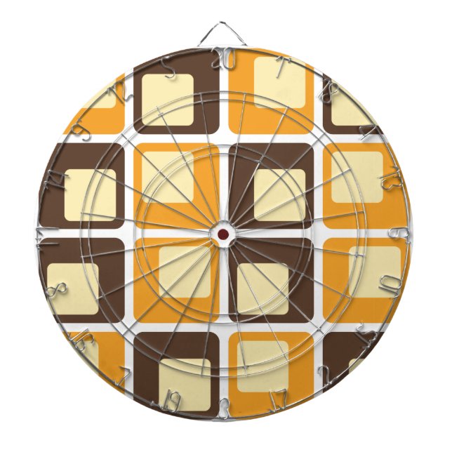 70s Retro Square Shapes Pattern Dartboard (Front)