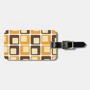 70s Retro Square Shapes Pattern Luggage Tag