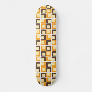 70s Retro Square Shapes Pattern Skateboard