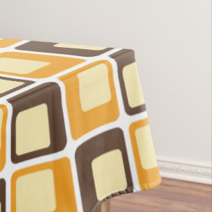 70s Retro Square Shapes Pattern Tablecloth