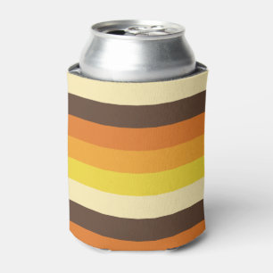 70s Retro Striped Colour Pattern Can Cooler