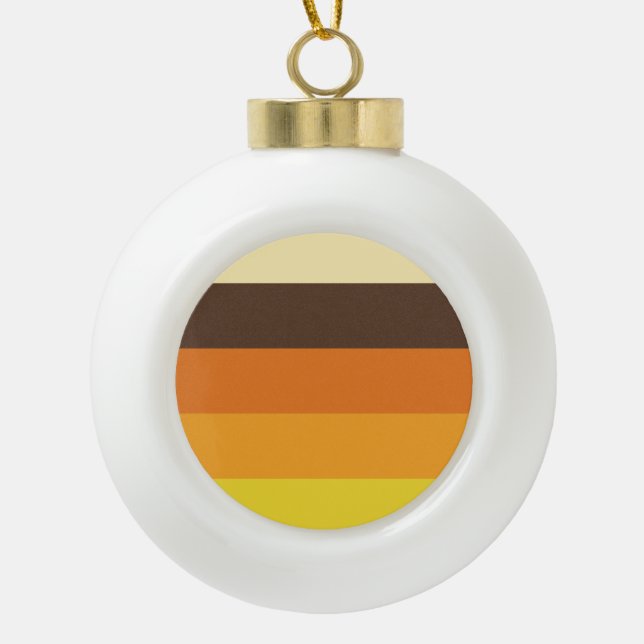 70s Retro Striped Colour Pattern Ceramic Ball Christmas Ornament (Front)