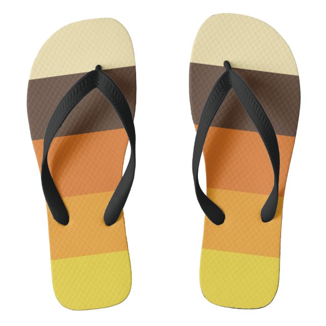 70s Retro Striped Colour Pattern Flip Flops (Footbed)