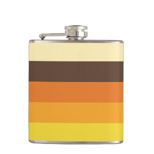 70s Retro Striped Colour Pattern Hip Flask