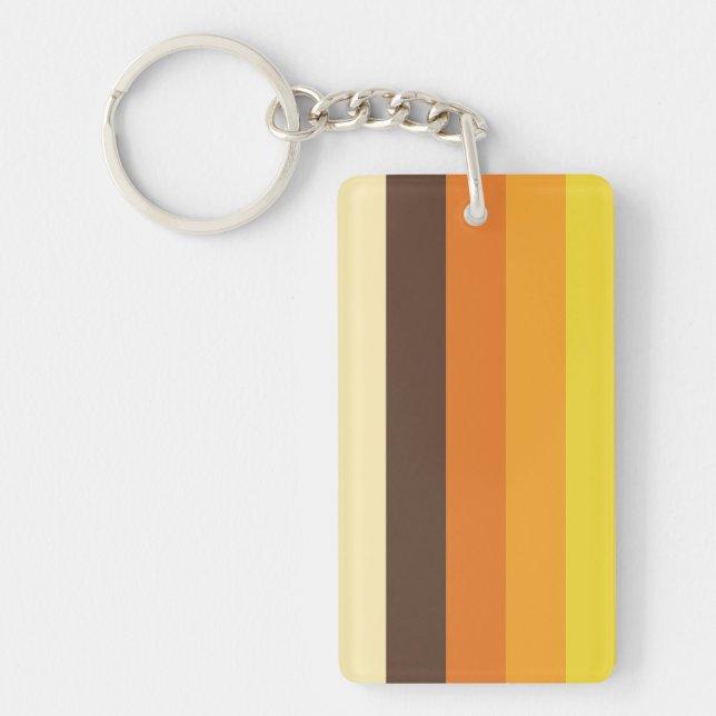 70s Retro Striped Colour Pattern Key Ring (Front)