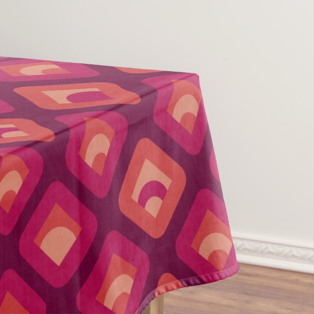 70s retro sunset cubes pattern tablecloth (In Situ)