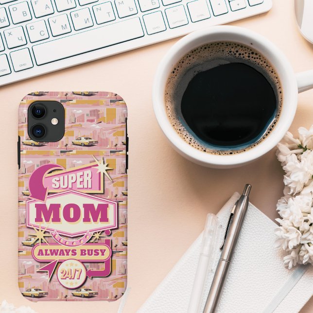 70's Retro Vegas Style Super Mum Always Busy 24/7 Case-Mate iPhone Case (Creator Uploaded)