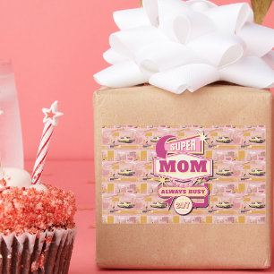 70's Retro Vegas Style Super Mum Always Busy 24/7 Rectangular Sticker