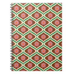 70s retro vintage floral pattern notebook