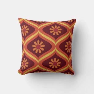 70s retro vintage Mid Century Modern Seamless Patt Cushion