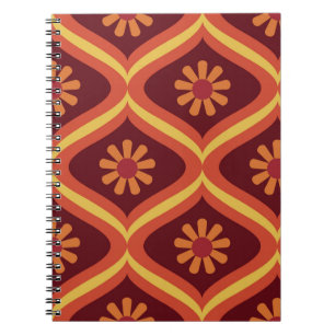 70s retro vintage Mid Century Modern Seamless Patt Notebook