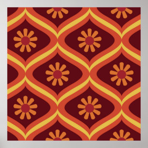 70s retro vintage Mid Century Modern Seamless Patt Poster