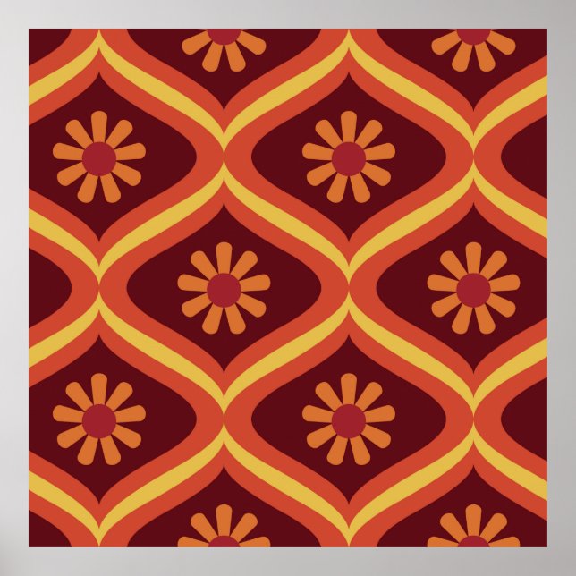70s retro vintage Mid Century Modern Seamless Patt Poster (Front)