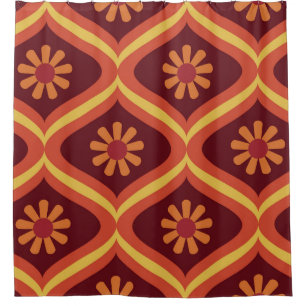 70s retro vintage Mid Century Modern Seamless Patt Shower Curtain