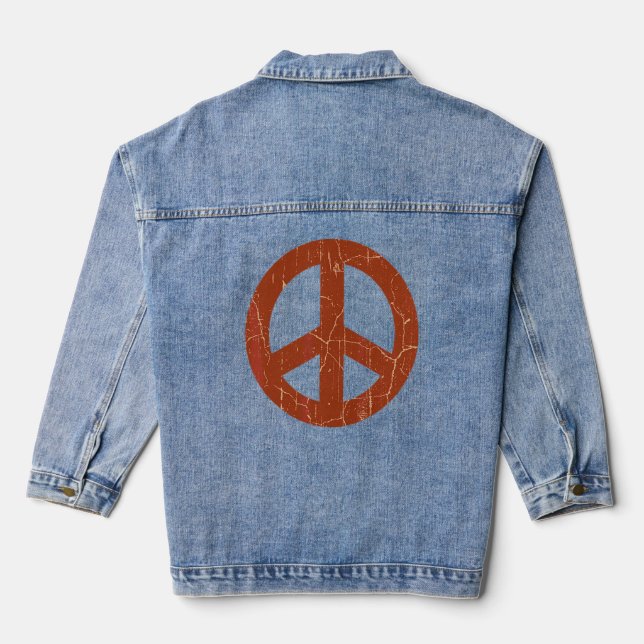 70s Retro Vintage Peace Sign  Denim Jacket (Back)