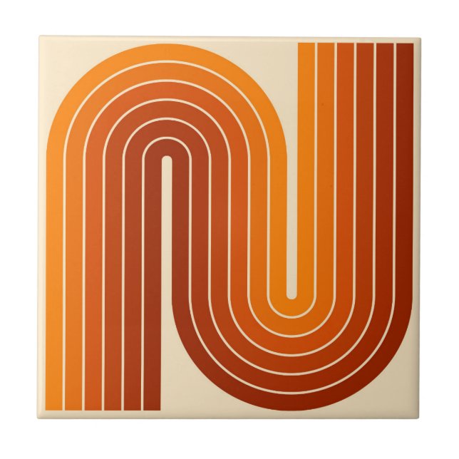 70s Retro Vintage Style Geometric Design Tile (Front)