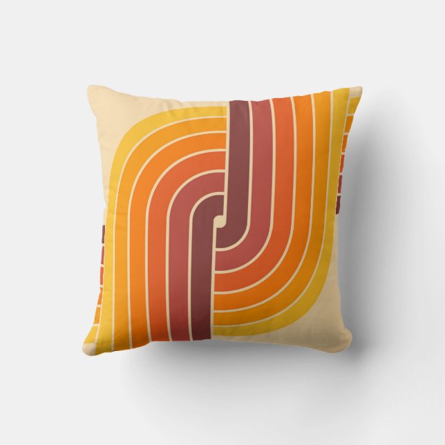 70s Retro Vintage Style Geometric Pattern Cushion (Back)