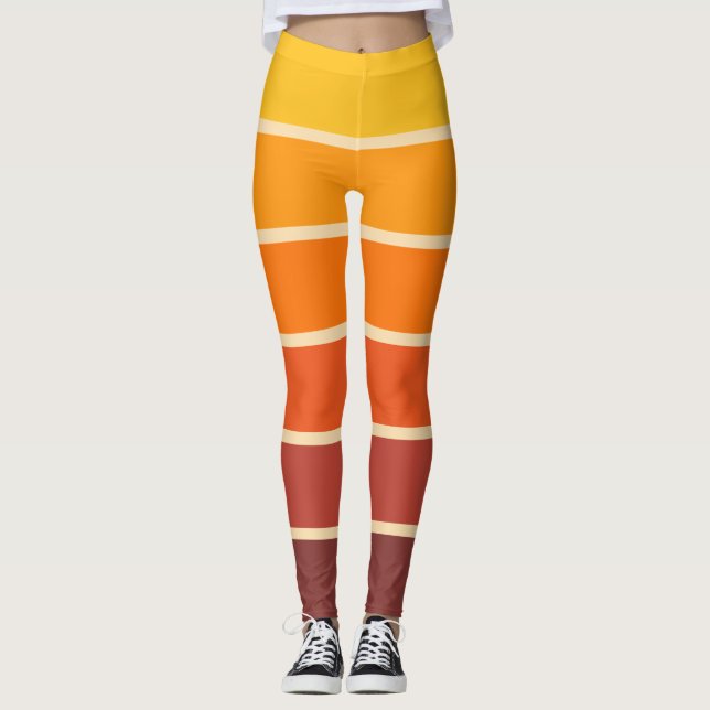 70s Retro Vintage Style Geometric Pattern Leggings (Front)