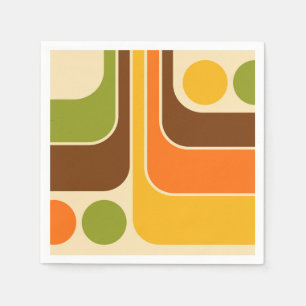 70s Retro Vintage Style Geometric Pattern Napkin