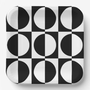 70s Retro Vintage Style Geometric Pattern Paper Plate