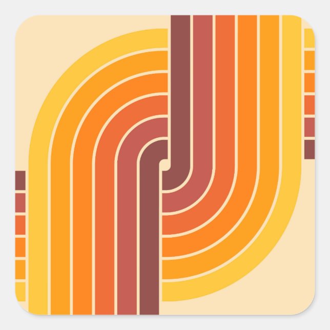 70s Retro Vintage Style Geometric Pattern Square Sticker (Front)