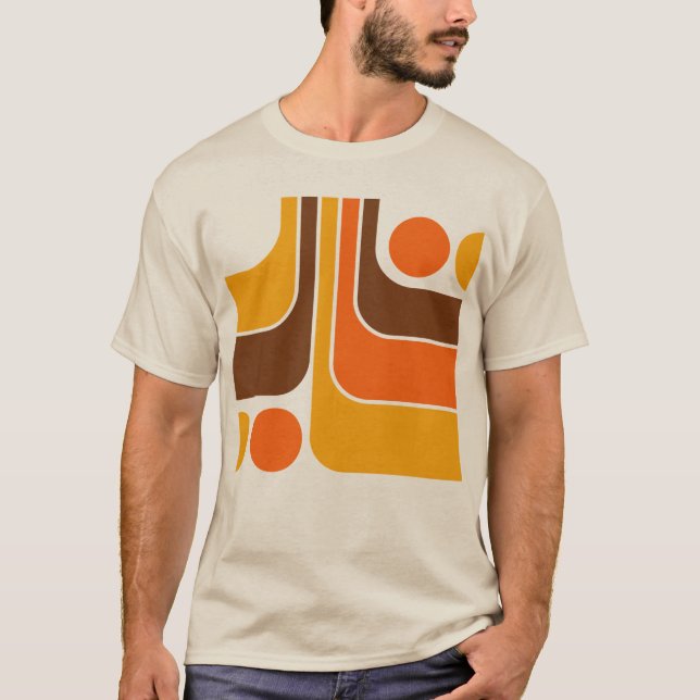 70s Retro Vintage Style Geometric Pattern T-Shirt (Front)