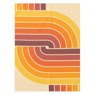 70s Retro Vintage Style Geometric Pattern Tablecloth