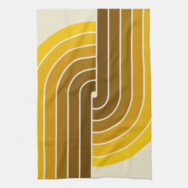 70s Retro Vintage Style Geometric Pattern Tea Towel (Vertical)
