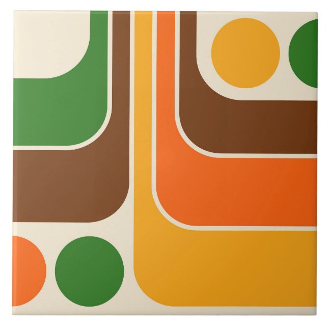 70s Retro Vintage Style Geometric Pattern Tile (Front)