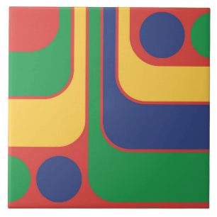 70s Retro Vintage Style Geometric Pattern Tile